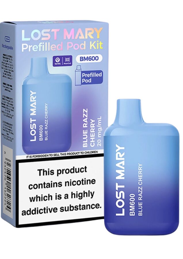 Lost Mary BM600 - Blue Razz Cherry Pre-filled Pod Kit 20MG - Image 1 Lost Mary BM600 - Blue Razz Cherry Pre-filled Pod Kit 20MG - Image 1